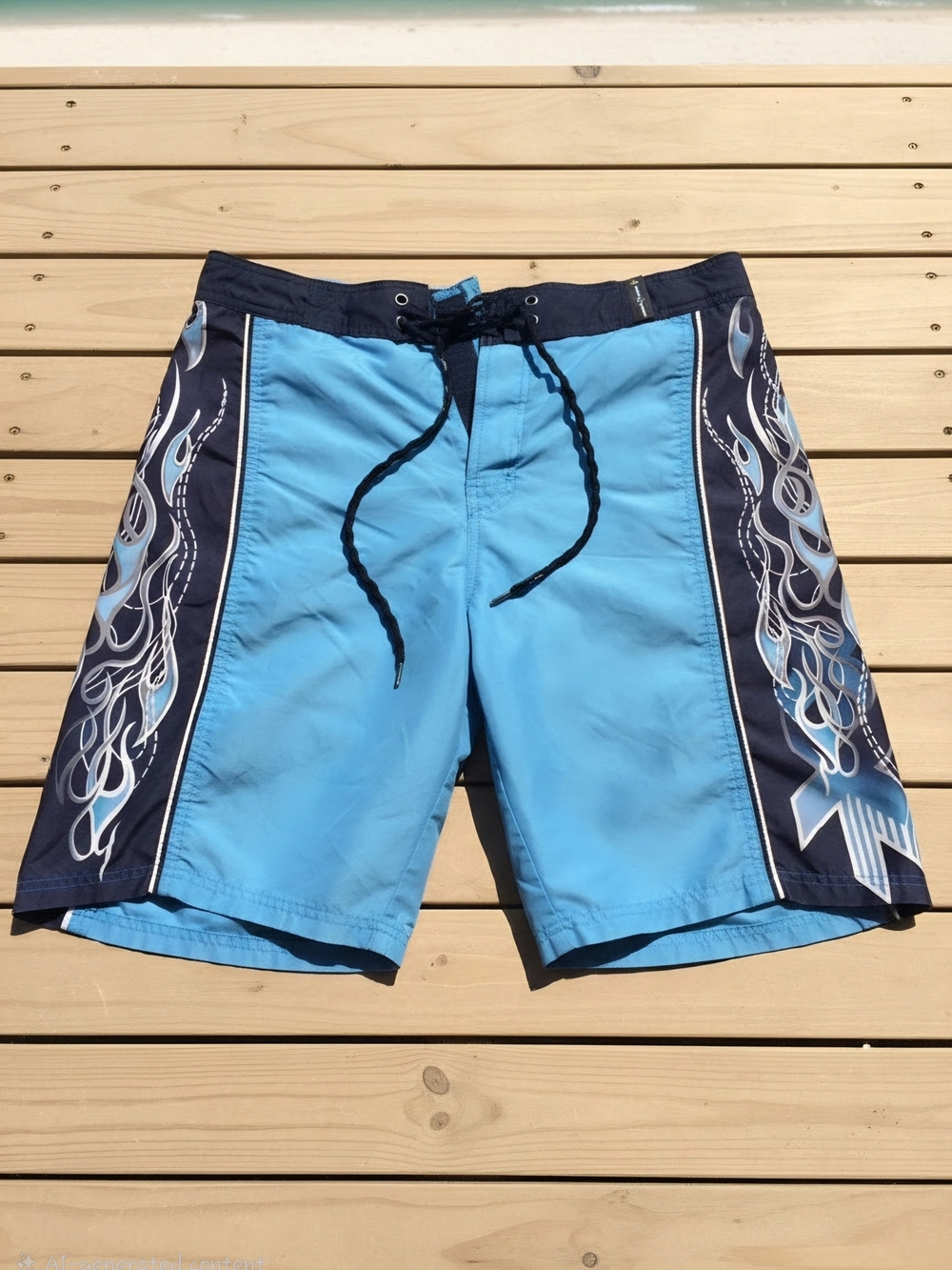 ZeroXposur Light Blue & Navy Flame-Panel Swim Shorts